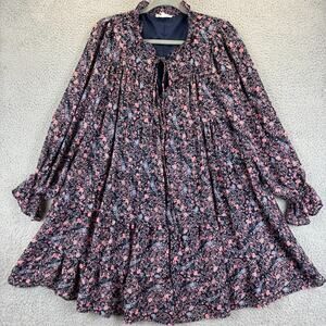 Melloday Dress Medium Cottage Prairie Boho Floral Tiered Ruffle Balloon Sleeve